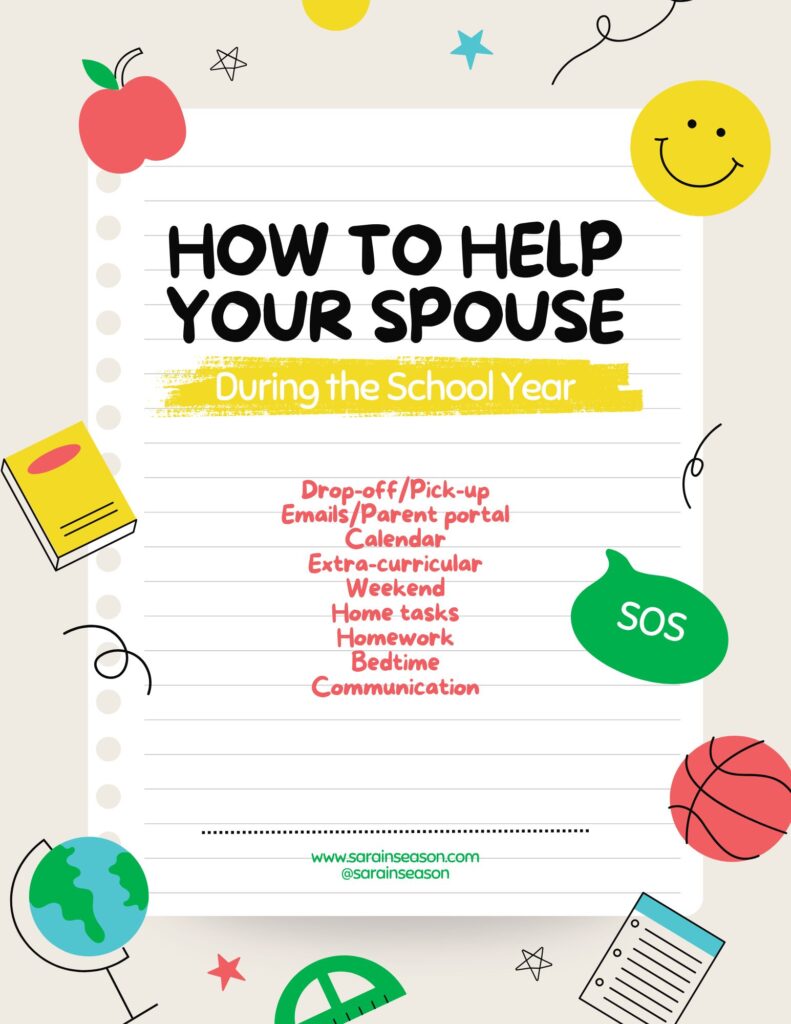 Help your spouse during the school year list