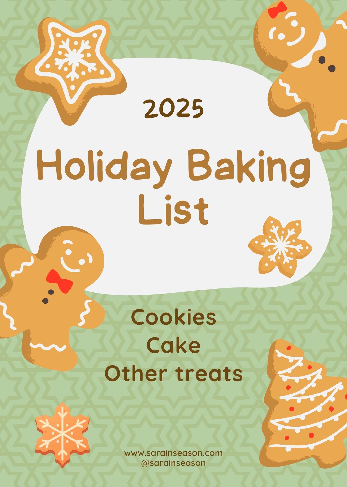 2025 holiday baking list