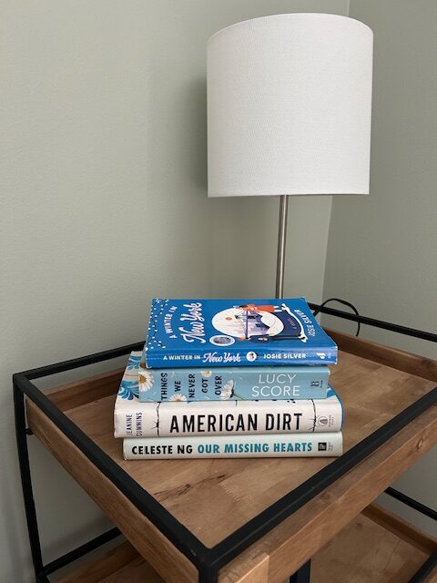Hosting overnight guests - book stack